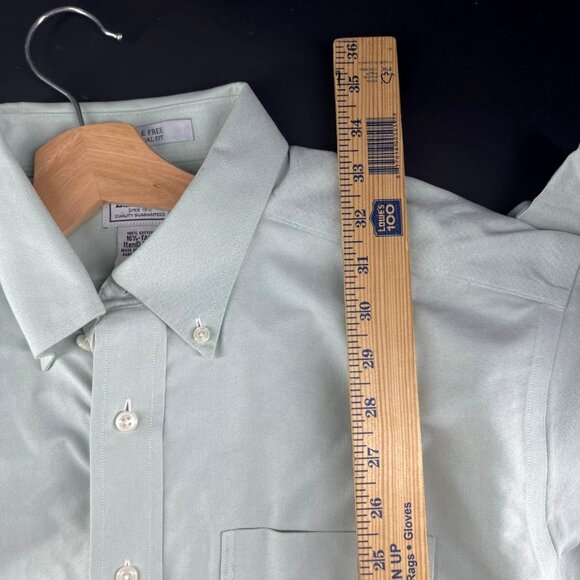 L.L.Bean Mens Short Sleeve Button-Down Shirt 16.5" Tall Green 100% Cotton Made I - Picture 5 of 7